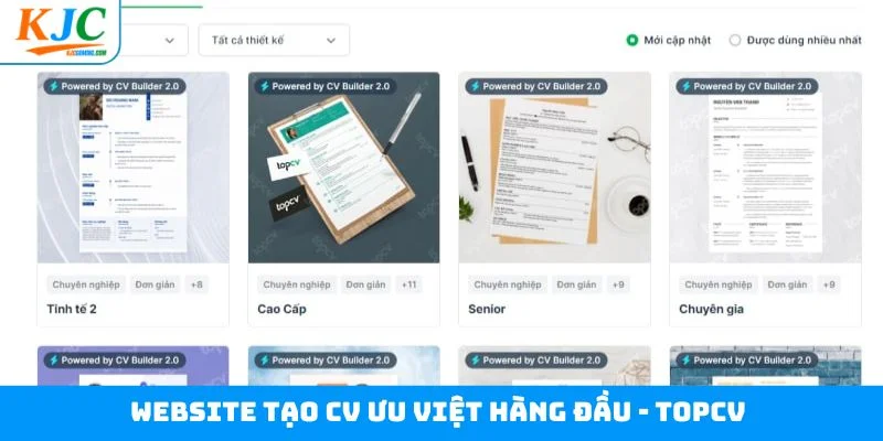 Website tạo CV ưu việt hàng đầu - TopCv 